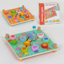 Дерев'яна гра Лабіринт C 40003 2 види, з пісочним годинником, в коробці