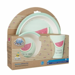 Canpol babies Набір посуду бамбуковий 3 ел. SO COOL - рожевий